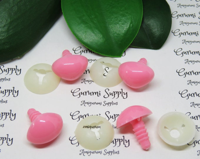 18mm Solid Pink Safety Noses with Washers - 4 ct - Craft Nose / Amigurumi Nose / Animal Nose / Toy Nose / Doll Nose / Craft Supplies / Knit