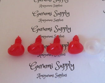 10x11mm Solid Red Safety Noses with Washers - 4 ct / Sense of Smell / Amigurumi / Animals/ Stuffed Creations / Stuffed Animal Toys