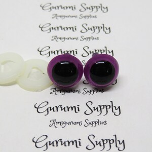 12mm Violet Purple Iris Black Pupil Round Safety Eyes and Washers: 3 Pairs Doll / Amigurumi / Animal / Stuffed Creation / Craft Supplies image 5