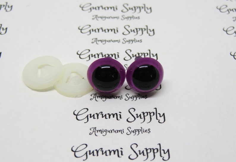 12mm Violet Purple Iris Black Pupil Round Safety Eyes and Washers: 3 Pairs Doll / Amigurumi / Animal / Stuffed Creation / Craft Supplies image 5