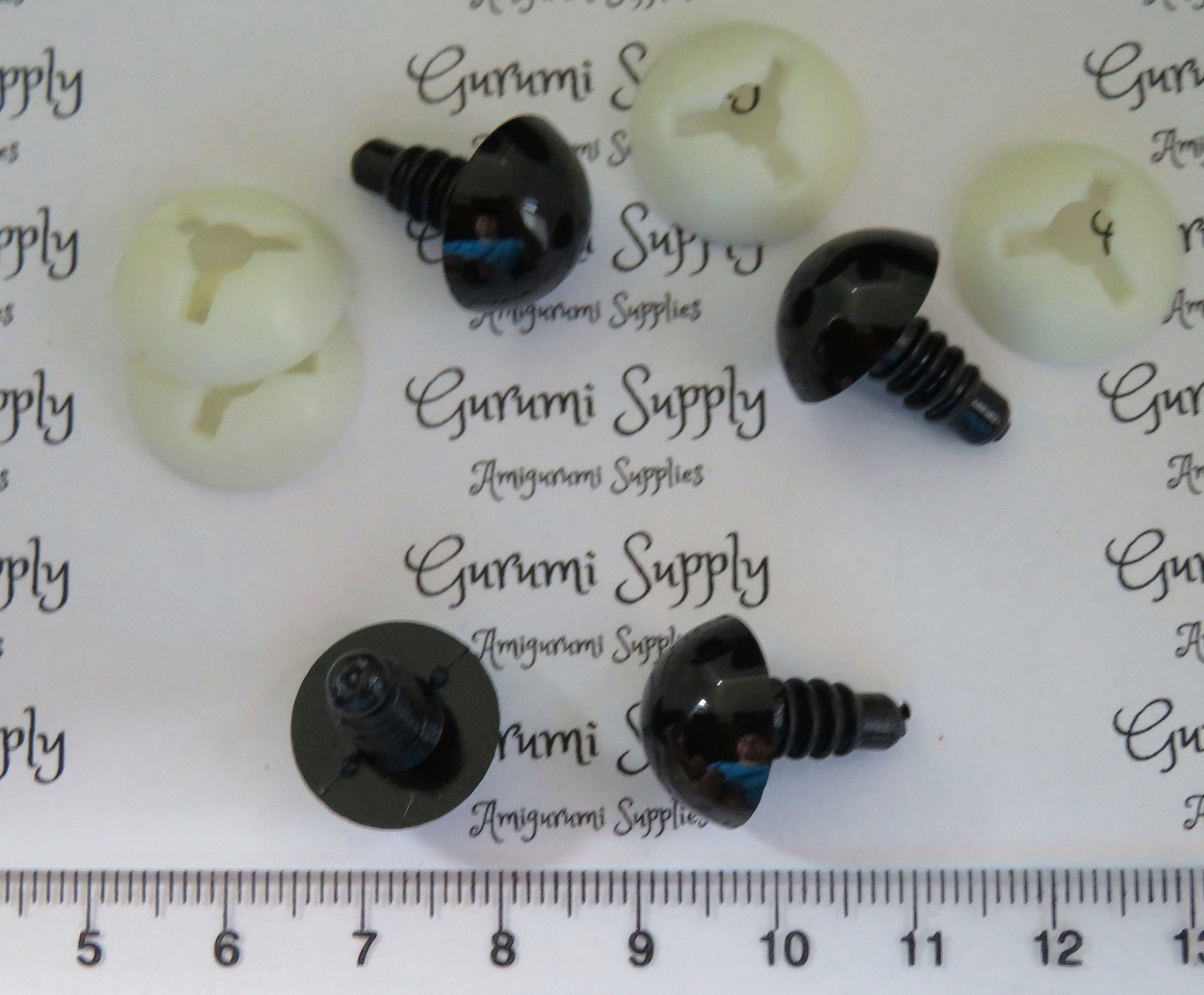  Animal Eyes with Black Centers & Metal Washers (15 mm