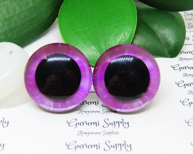 30mm Fuchsia Blast Iris 3D Style Trapezoid Safety Eyes and Washers: 1 Pair - Amigurumi / Animal / Toy / Doll /Crochet / Knit / Sunk Washer