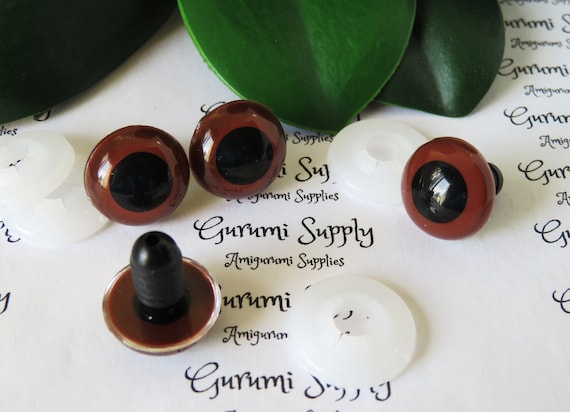 15mm Red-Brown Iris Black Pupil Round Safety Eyes and Washers: 2 Pairs - Dolls/Amigurumi/Animals /Stuffed Creations/Crochet/Teddy Bears/Knit