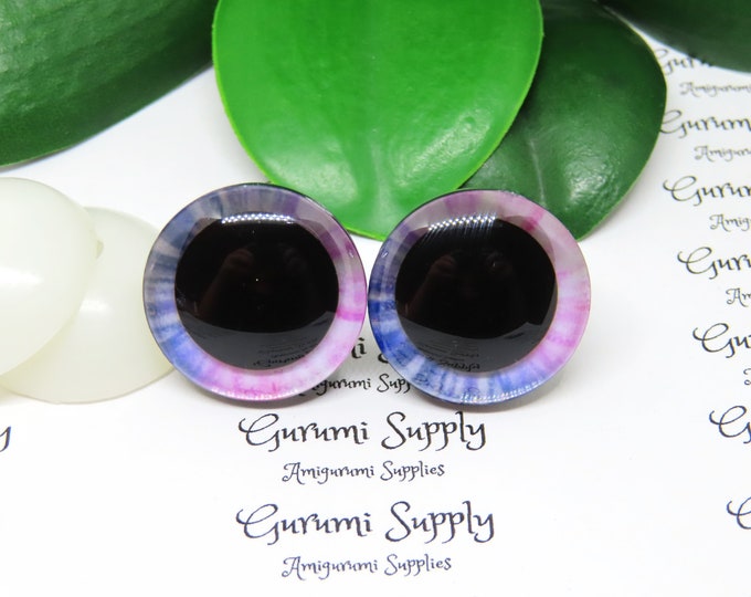 25mm Purple Pink Iris 3D Style Trapezoid Safety Eyes and Washers: 1 Pair - Amigurumi / Animal / Toy / Doll /Crochet / Knit / Sunk in Washers