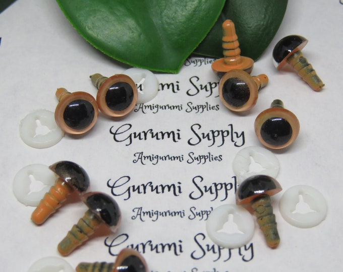 9mm Peach Color Round Safety Eyes with Black Pupils with washers 10ct- 5 pairs/ amigurumi/ dolls/ animals crafts/ craft eyes/ crochet