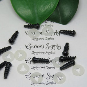 5mm Solid Black Round Safety Eyes with Washers: 5 Pairs - Amigurumi / Animals / Doll / Toy / Stuffed Creations / Craft Eyes / Crochet / Knit
