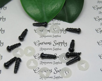 5mm Solid Black Round Safety Eyes with Washers: 5 Pairs - Amigurumi / Animals / Doll / Toy / Stuffed Creations / Craft Eyes / Crochet / Knit