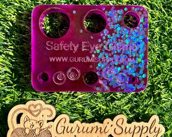Safety Eye Gismo - Neon Purple Glitz - Rectangle - Safety Eye Tool - Eye Jig - Safety Eye Helper - Trapezoid - Amigurumi - Block Tool