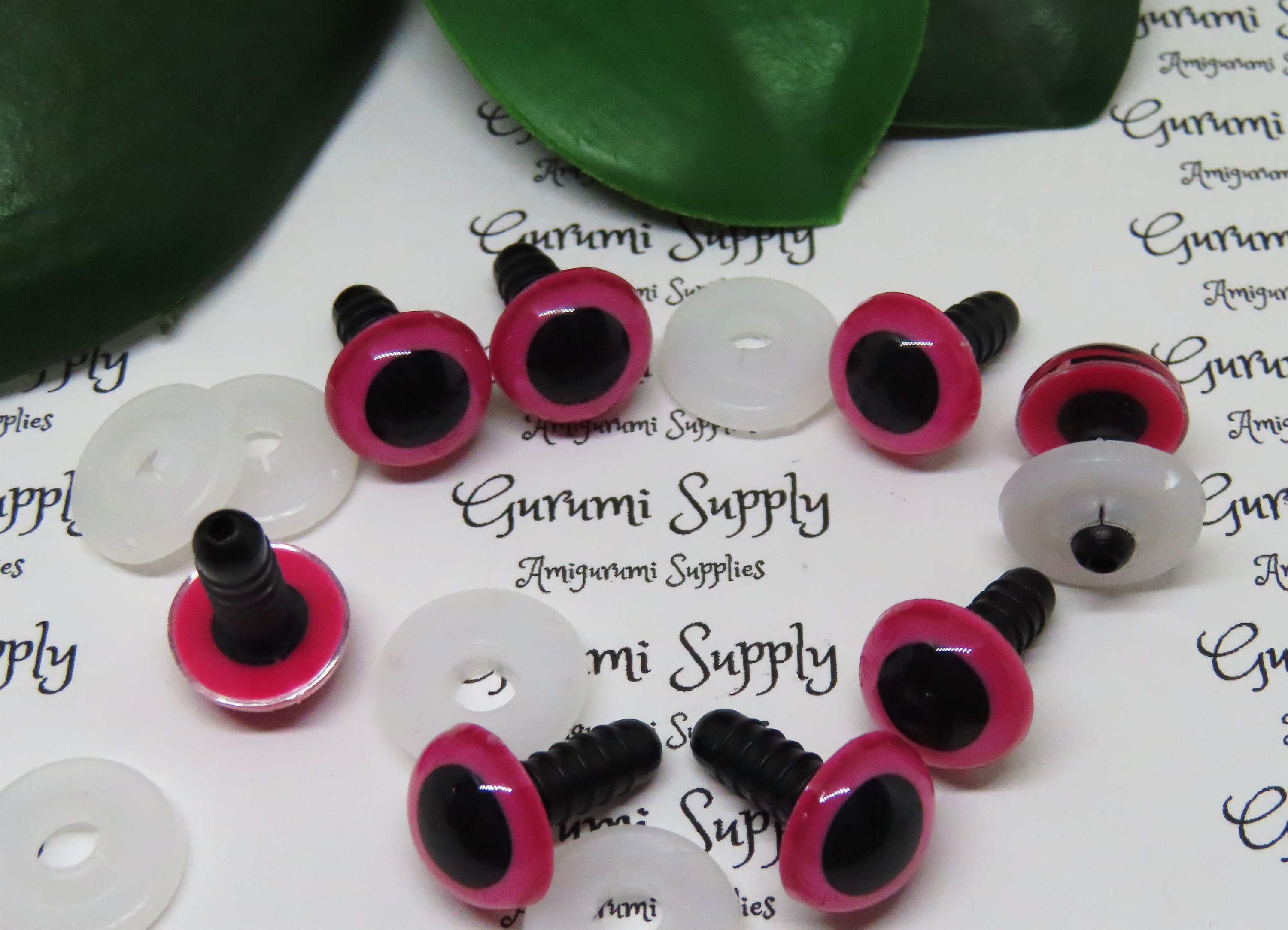 12mm Pink Iris Black Pupil Round Safety Eyes and Washers: 3 Pairs - Doll /  Amigurumi / Animal / Creations/ Crochet / Paintfree / Craft / Toy