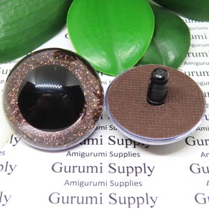 40mm Clear Round Safety Eyes with Brown Glitter Non-Woven Slip Iris, Black Pupil and Washers: 1 Pair Dolls / Amigurumi / Animal / Crochet image 4