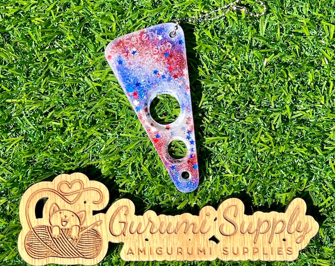 Safety Eye Gismo - Patriotic Stars and Stripes Glitter - Petite -Triangle - On-the-Go - Keychain - Safety Eye Tool - Safety Eye Jig