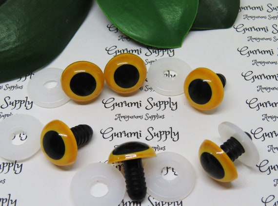 15mm Safety Eyes Plastic Eyes Plastic Craft Safety Eyes Teddy Bear Stuffed  Doll Animal Amigurumi DIY Accessories - 20 Pairs (Yellow)