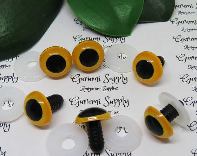 15mm Marigold Iris Black Pupils Round Safety Eyes and Washers: 2 Pairs – Paint Free - Doll / Amigurumi / Animal / Amigurumi / Toy / Knit