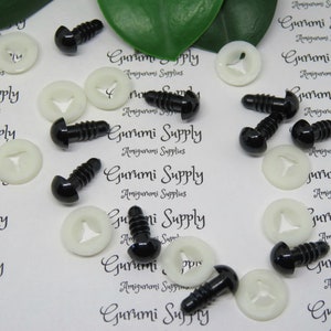 Bulk Pack! 9mm Solid Black Round Safety Eyes with Washers: 25 Pairs - Amigurumi / Animals / Doll / Toy / Creations / Craft Eyes / Crochet
