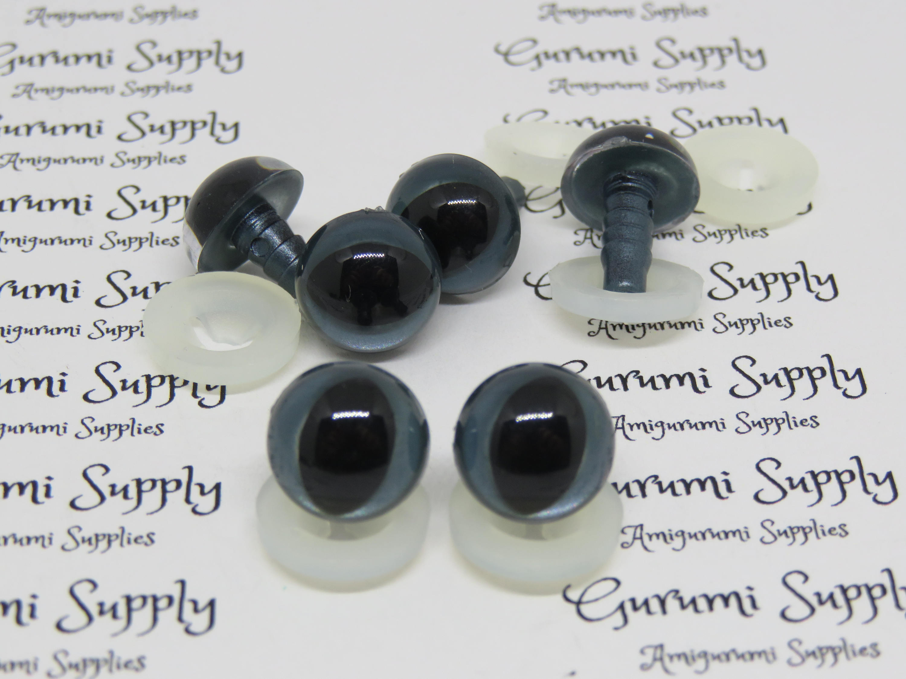 24mm Solid Black Round Safety Eyes with Washers: 1 Pair - Amigurumi /  Animal / Doll / Toy / Craft Eye / Crochet / Knit / Craft Supplies