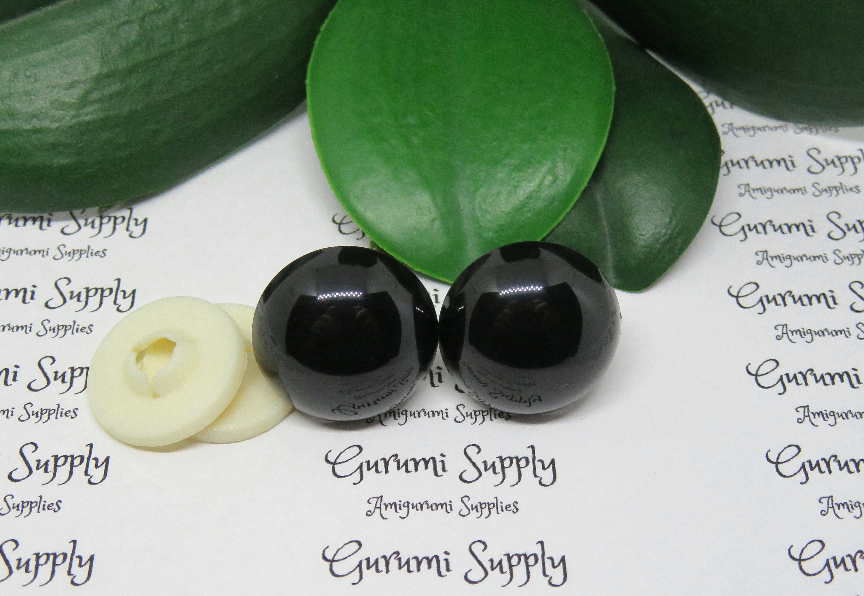 22mm Solid Black Round Safety Eyes with Washers: 1 Pair - Amigurumi /  Animals / Doll / Toy / Stuffed Creations / Craft Eyes / Crochet / Knit