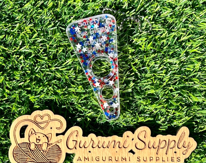 Safety Eye Gismo - Patriotic Stars with Glow Glitter - Petite -Triangle - On-the-Go - Keychain - Safety Eye Tool - Safety Eye Jig
