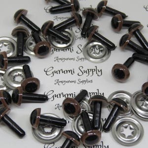 9mm Brown Color Round Safety Eyes with Black Pupils with metal washers - 5 pairs / amigurumi / dolls / animals craft / craft /crochet / Knit