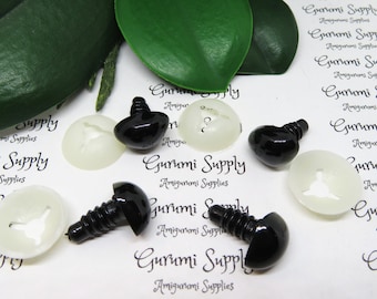 15 mm Solid Black Sicherheitsnasen mit Unterlegscheiben - 4 ct - Bastel Nase / Amigurumi Nase / Tier Nase / Spielzeug Nase / Puppen Nase / Bastel Bedarf