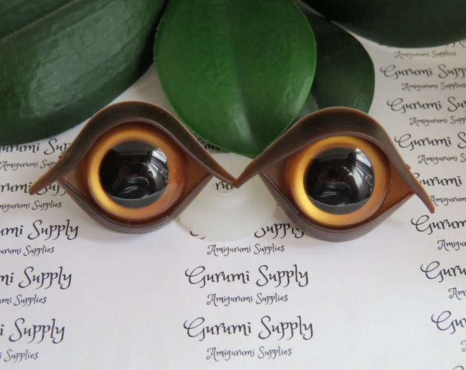 24mm Safety Eye Eye Lids in Brown – 1 pair – Amigurumi /Toy Eye Lids / Eye Character / Eye Accents /Amigurumi Supplies / Craft Supplies