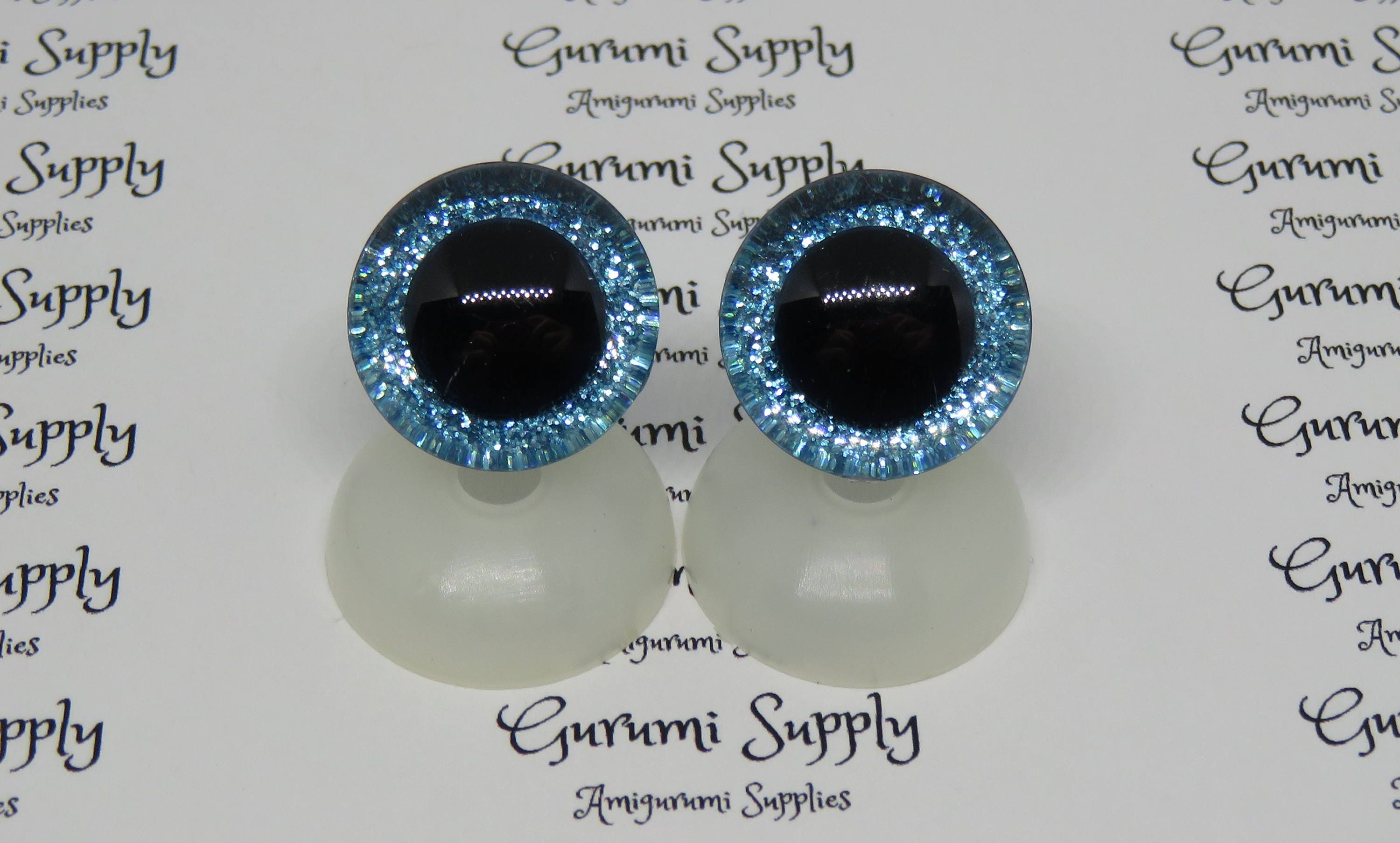 20mm Clear Trapezoid Plastic Safety Eyes With a Dark Blue Glitter Non-woven  Slip Iris and Washers: 1 Pairs Dolls / Amigurumi / Animal 