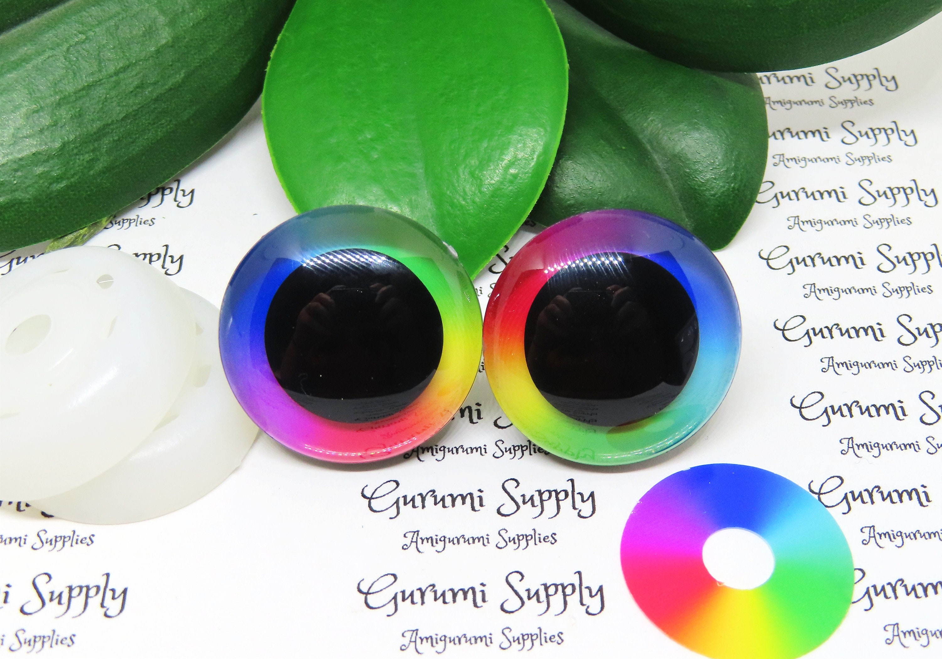 14mm Solid Black Round Safety Eyes with Washers: 2 Pair - Amigurumi /  Animals/ Doll / Toy / Stuffed Creations / Craft Eyes / Crochet / Knit