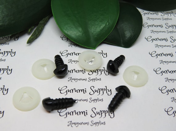 8mm Solid Black Safety Noses with Washers - 4 ct / Amigurumi Nose / Animal / Stuffed Creations / Stuffed Toys / Triangle Noses / Crochet