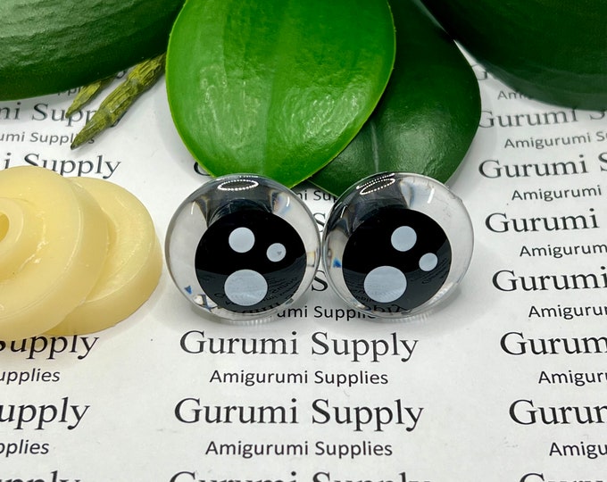25mm Clear Iris with a Kawaii OC Pupil Trap Safety Eyes and Washers: 1 Pair - Doll / Amigurumi / Animal / Creations / Crochet / Monster