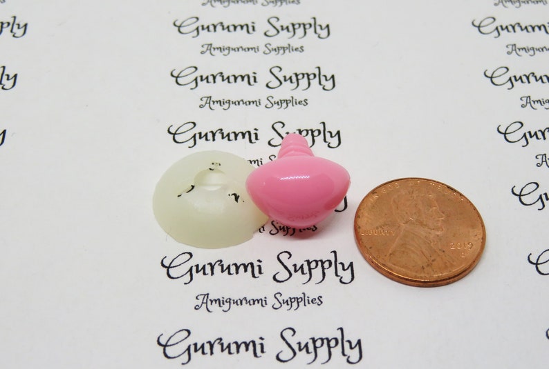 15mm Solid Pink Safety Noses with Washers 4 ct Craft Nose Amigurumi Nose Animal Nose Toy Nose Doll Nose Craft Supplies Crochet Knit zdjęcie 3