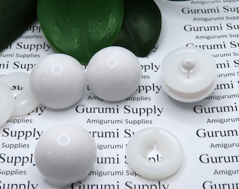 25mm Solid White Round Safety Eyes with Washers: 1 Pair - Amigurumi / Animal / Doll / Toy / Craft Eye / Crochet / Knit / Craft Supplies