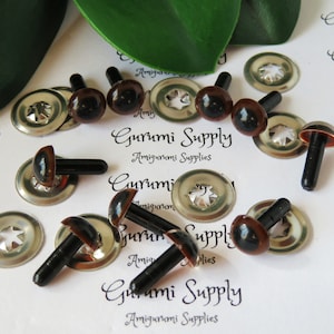 9mm Dark Brown Iris Black Pupil Round Safety Eyes and Washers: 5 Pairs - Dolls/Amigurumi/Animals/ Stuffed Creations/Crochet/Paintfree