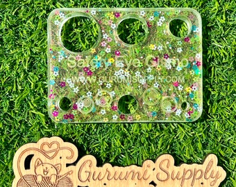 Safety Eye Gismo - Green Flower Garden  - Rectangle - Safety Eye Tool - Eye Jig - Safety Eye Helper - Trapezoid - Amigurumi - Block Tool