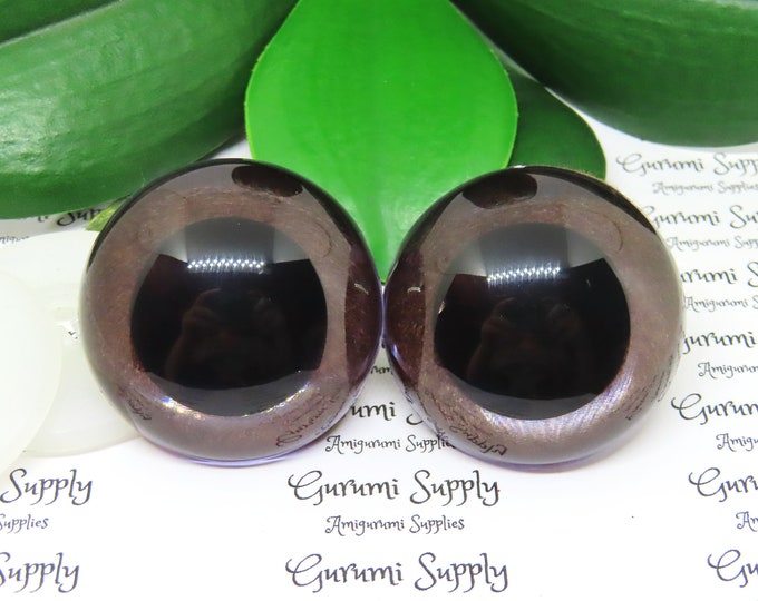 40mm Brown Felt Iris Black Pupil Round Safety Eyes and Washers: 1 Pair - Dolls / Amigurumi / Animals / Toys / Stuffed Creations / Crochet