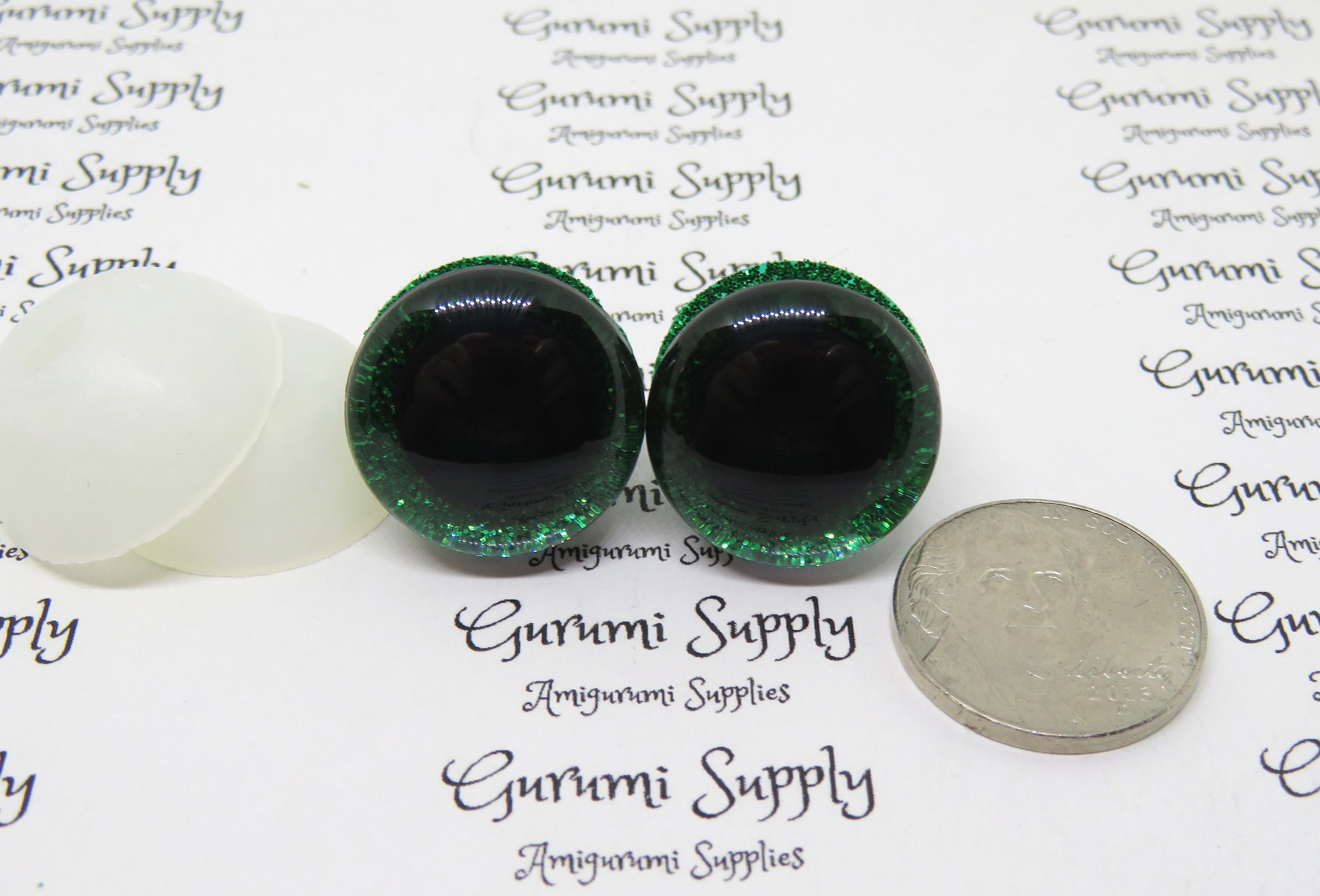 20mm Clear Trapezoid Plastic Safety Eyes with a Brown Glitter Non
