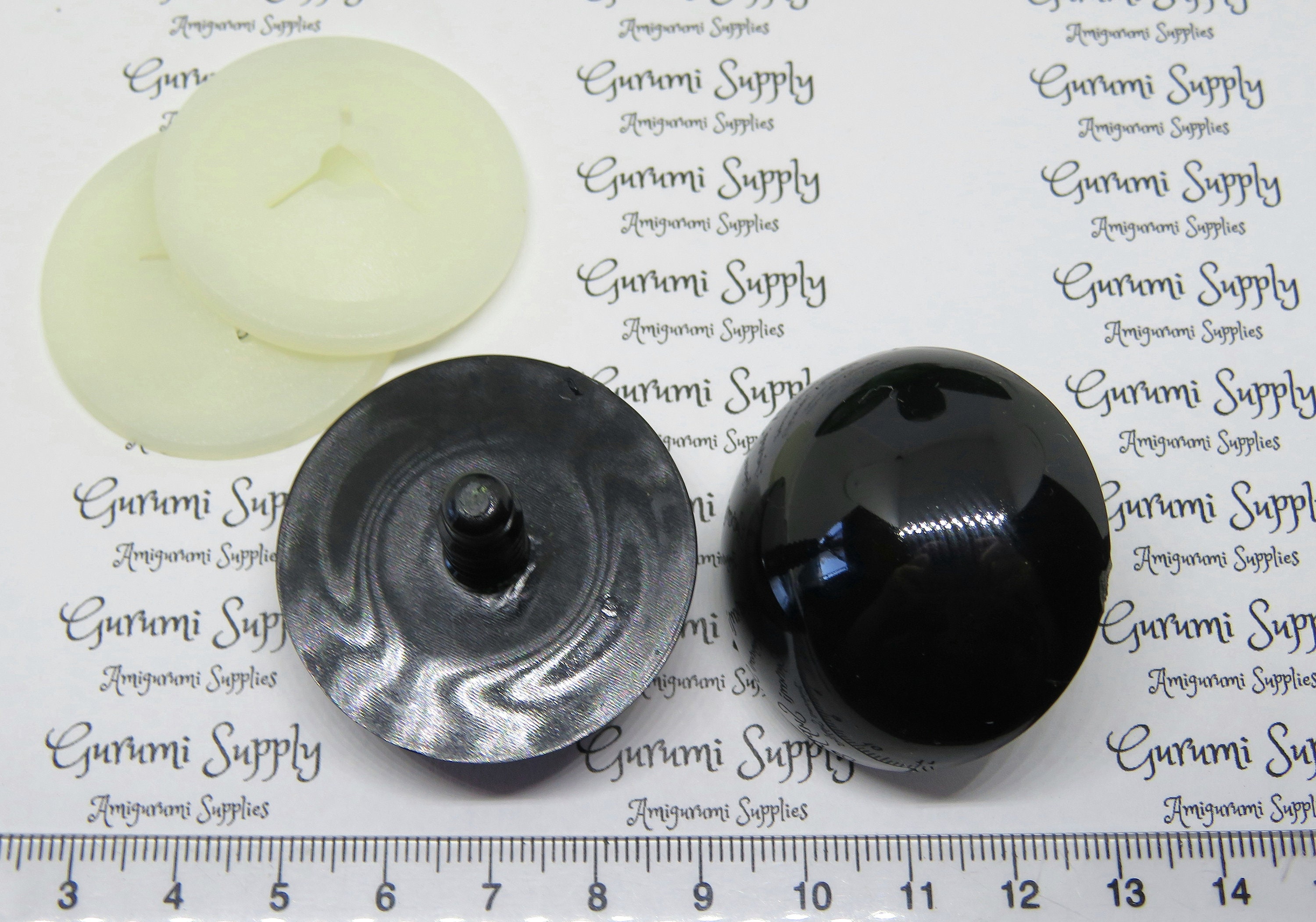 20mm Solid Black Round Safety Eyes With Washers: 1 Pair Amigurumi / Animals  / Doll / Toy / Stuffed Creations / Craft Eyes / Crochet / Knit 