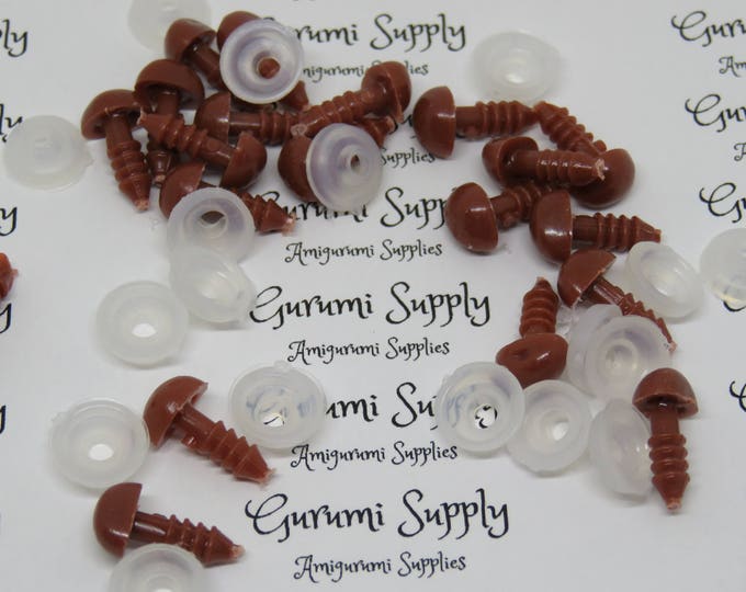 6x8mm Solid Brown Safety Noses with Washers - 4 ct / Sense of Smell / Amigurumi / Animals/ Stuffed Creations / Stuffed Animal Toys