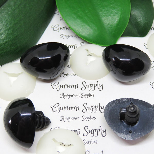 26mm Solid Black Triangle Safety Noses with Washers - 2 ct / Amigurumi / Animal / Doll / Craft / Stuffed Creations / Crochet / Knit / Bear