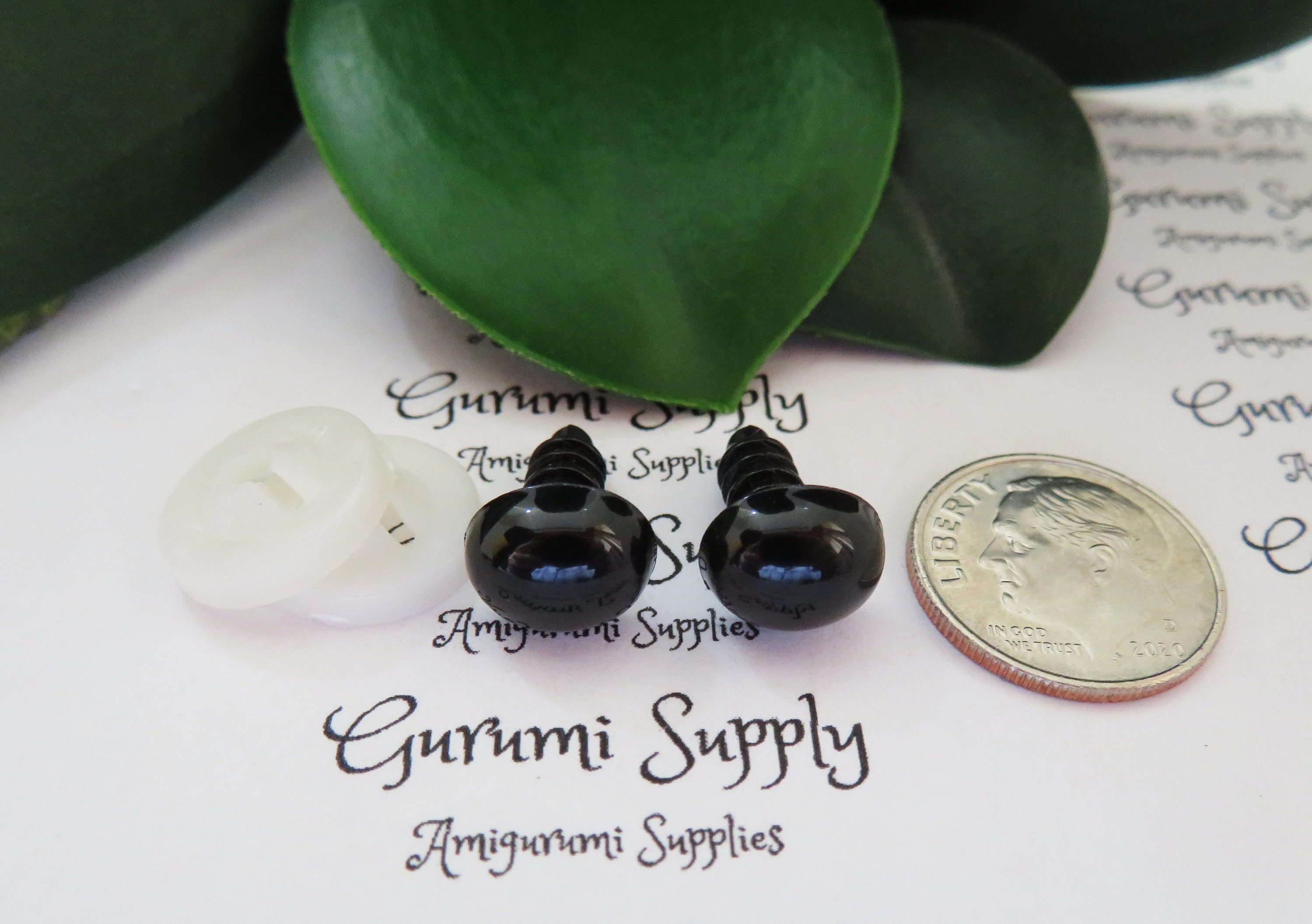 8x12mm Solid Black Oval Safety Eyes/Noses with Washers: 2 Pair - Amigurumi/  Animals/ Doll/ Toy/ Stuffed Creations/ Craft Eyes/ Crochet/ Knit