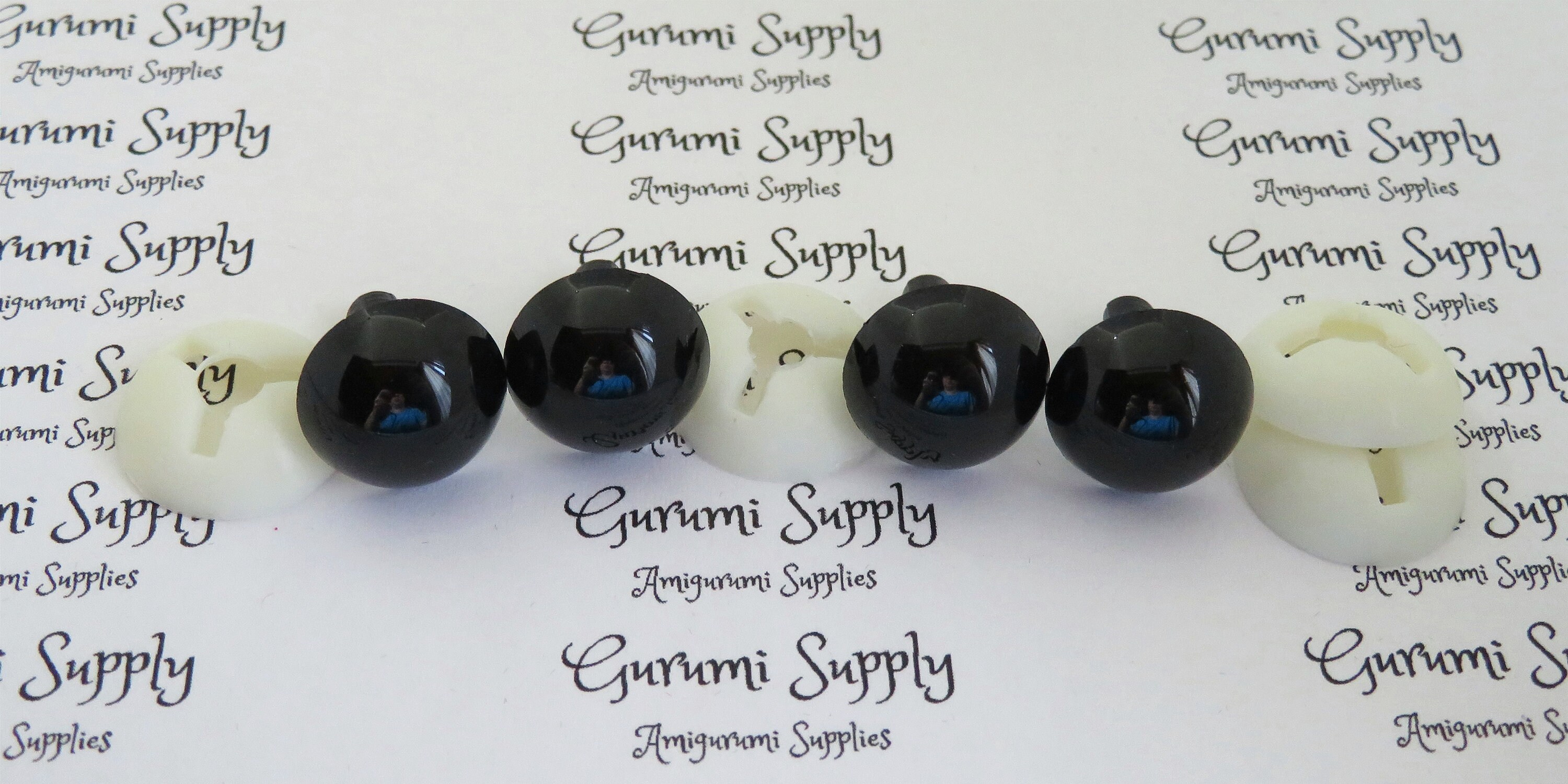 Black Safety Eyes Sample Pack - 4mm to 15mm, 5 pairs each size