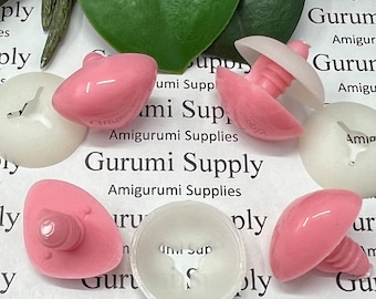 24mm Solid Pink Triangle Safety Noses with Washers - 2 ct / Amigurumi / Animal / Doll / Craft / Stuffed Creations / Crochet / Knit / Bear