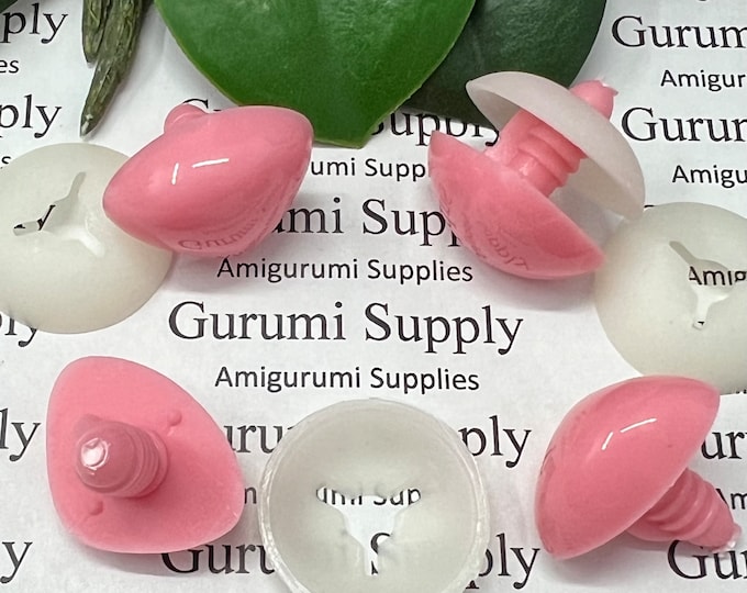 24mm Solid Pink Triangle Safety Noses with Washers - 2 ct / Amigurumi / Animal / Doll / Craft / Stuffed Creations / Crochet / Knit / Bear