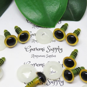10mm Yellow Iris with Black Pupil Round Safety Eyes and Washers: 4 Pairs - Doll / Amigurumi / Animal / Stuffed Creation / Crafts / Supplies