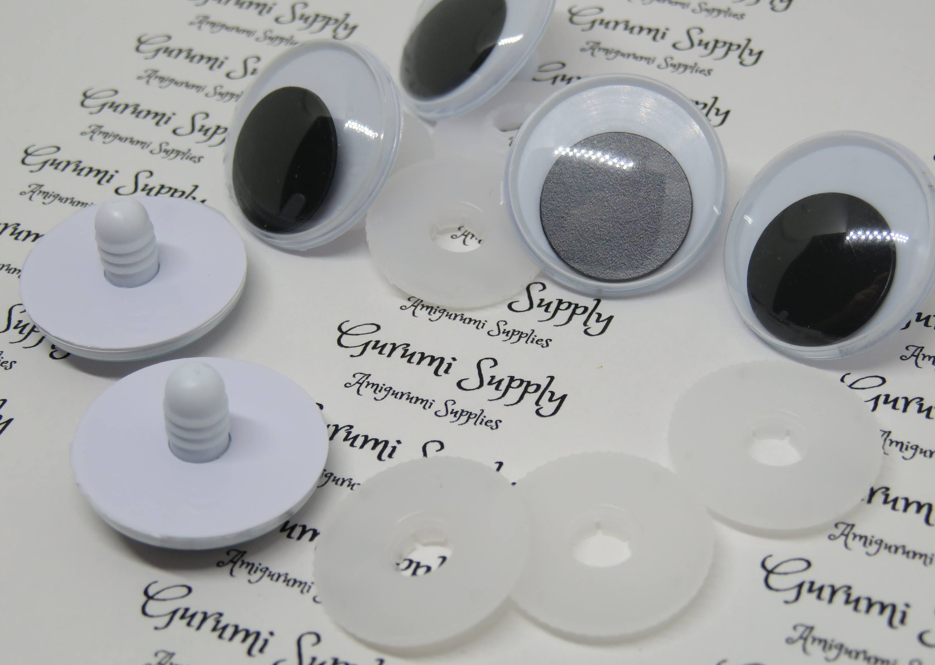 Limited Quantity! 25mm White Round Googly Safety Eyes with Washers – 1 Pair  / Amigurumi / Doll / Craft Eye / Animal / Toy / Googly / Crochet