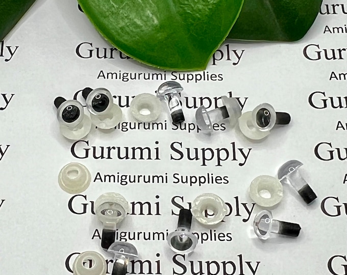 6mm Clear Color Round Safety Eyes with Black Pupils with washers  5 pairs / Amigurumi / Dolls / Animals / Toy / Craft / Felting / Crochet