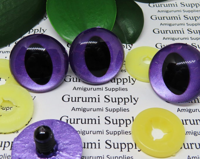 5 Pairs Color Safety Eyes Clear, White, Yellow, Blue, Brown, Green, Gold,  Purple 6mm, 8mm, 10mm, 12mm for Amigurumi, Teddy Bear 