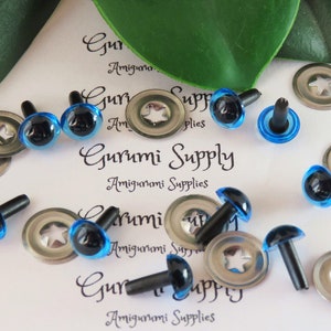 7.5mm Translucent Blue Iris Black Pupil Round Safety Eyes and Washers: 5 Pairs - Doll Eyes / Amigurumi Eyes / Animal Eyes / Toy Eyes