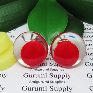 30mm Clear Iris with a Red OC Pupil Trap Safety Eyes and Washers: 1 Pair - Doll / Amigurumi / Animal / Stuffed Creations / Crochet / Monster