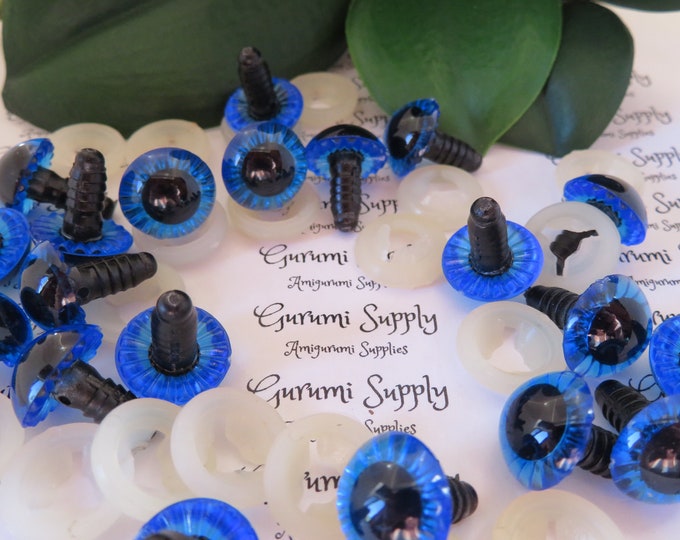 15mm Blue Textured Iris Safety Eyes – Round Eye with Washer - 1 Pair – Amigurumi – Dolls Making – Owl Eyes – Crochet Creations - Felting
