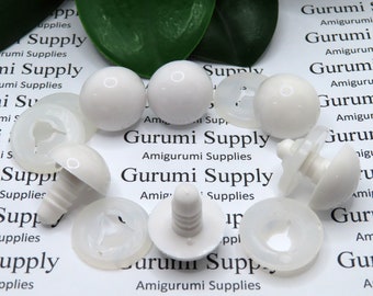 18mm Solid White Round Safety Eyes with Washers: 2 Pair - Amigurumi / Animals / Doll / Toy / Stuffed Creations / Craft Eyes / Crochet / Knit