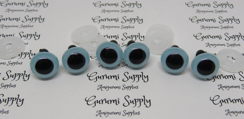 12mm Light Blue Iris with Black Pupil Round Safety Eyes and Washers: 3 Pairs Dolls / Amigurumi / Animals / Stuffed Creations / Craft / Toy image 6